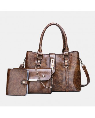 3 PCS Women Casual Large Capacity Vintage Multifunction Handbag Crossbody Bag
